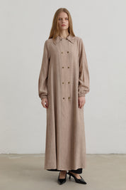 Yarım Kruvaze rayon Ferace - Bej