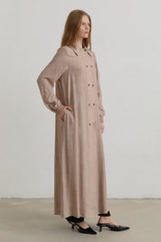 Yarım Kruvaze rayon Ferace - Bej