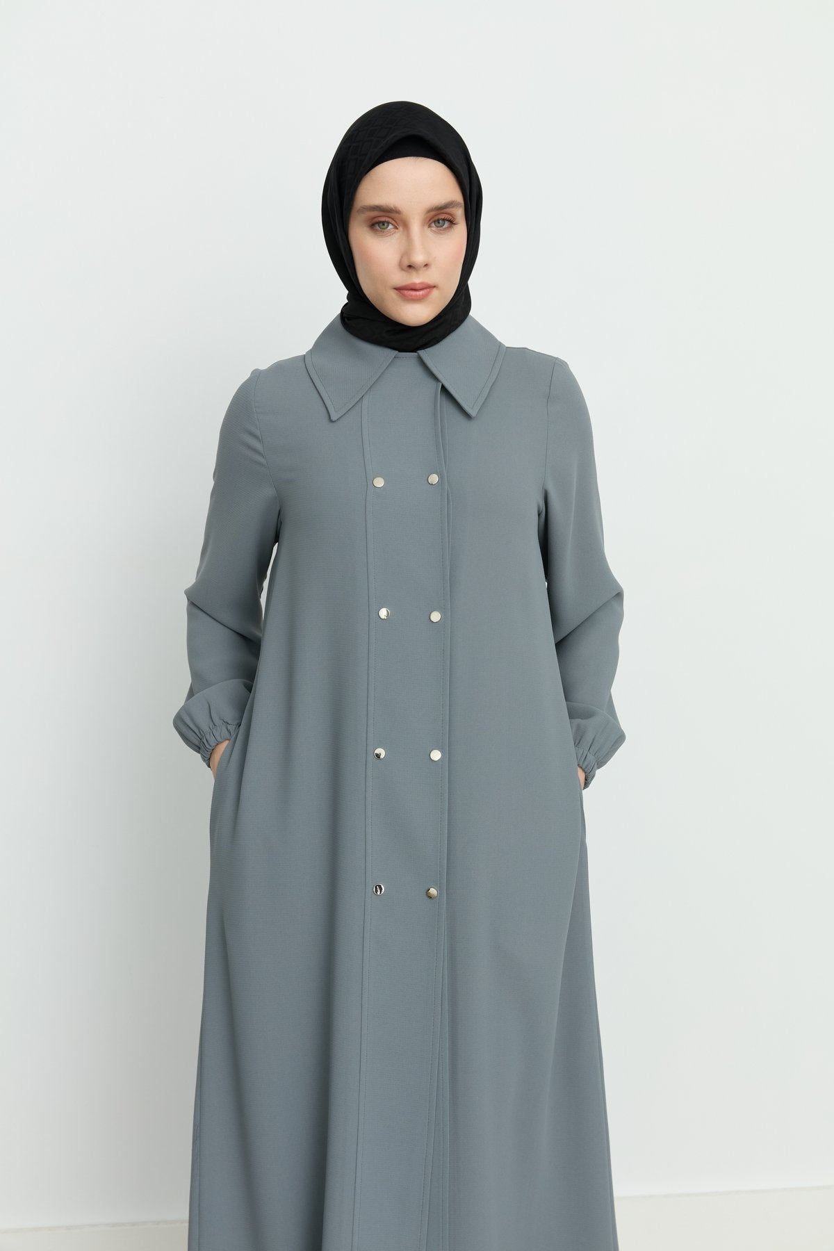 Half-Breasted Abaya - Grey