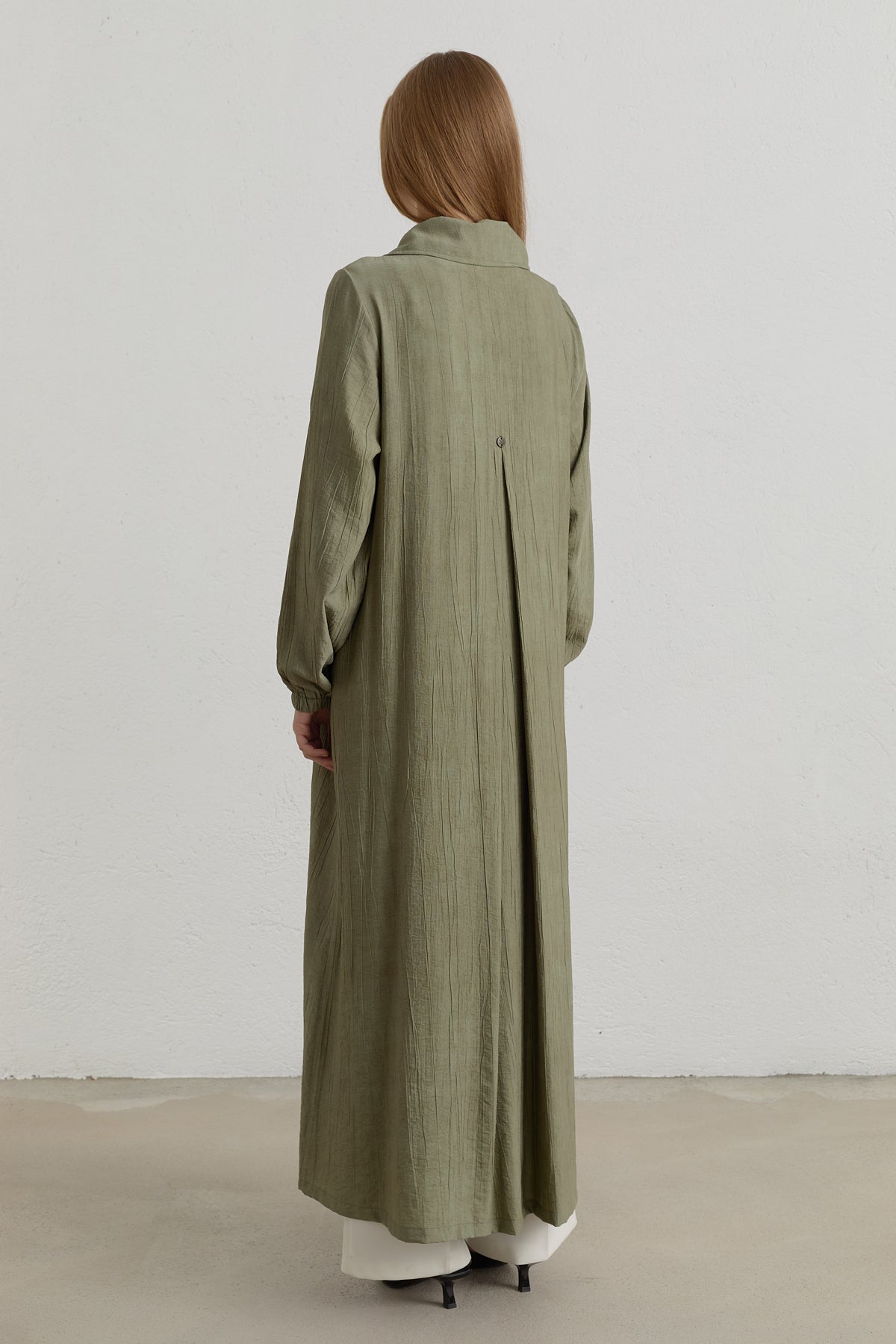 Yarım Kruvaze rayon Ferace - Haki
