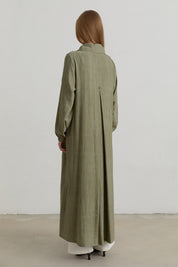 Yarım Kruvaze rayon Ferace - Haki