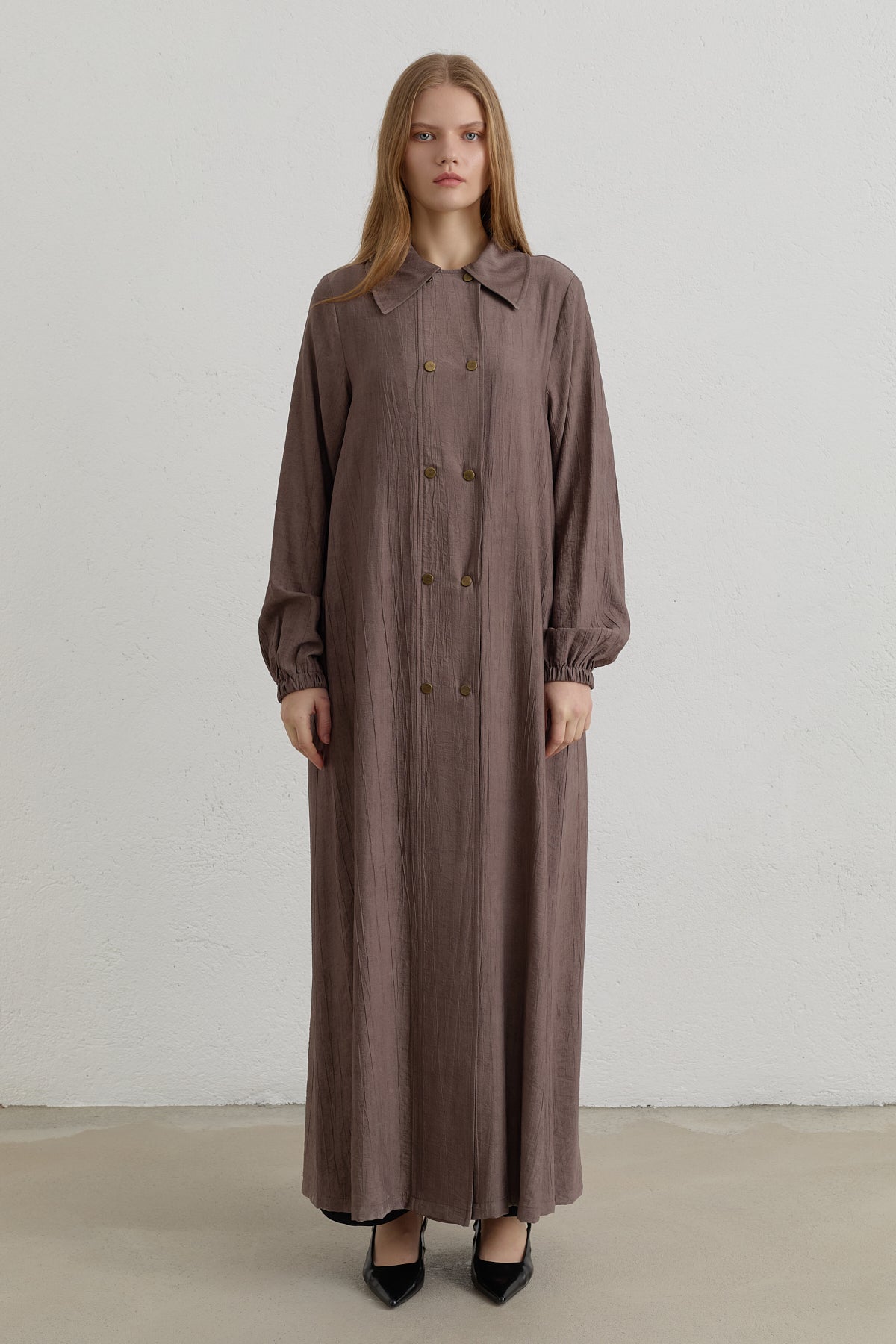 Yarım Kruvaze rayon Ferace - Kahve