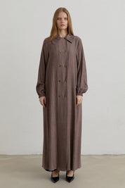Yarım Kruvaze rayon Ferace - Kahve