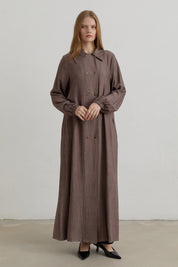 Yarım Kruvaze rayon Ferace - Kahve