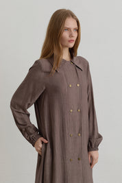 Yarım Kruvaze rayon Ferace - Kahve