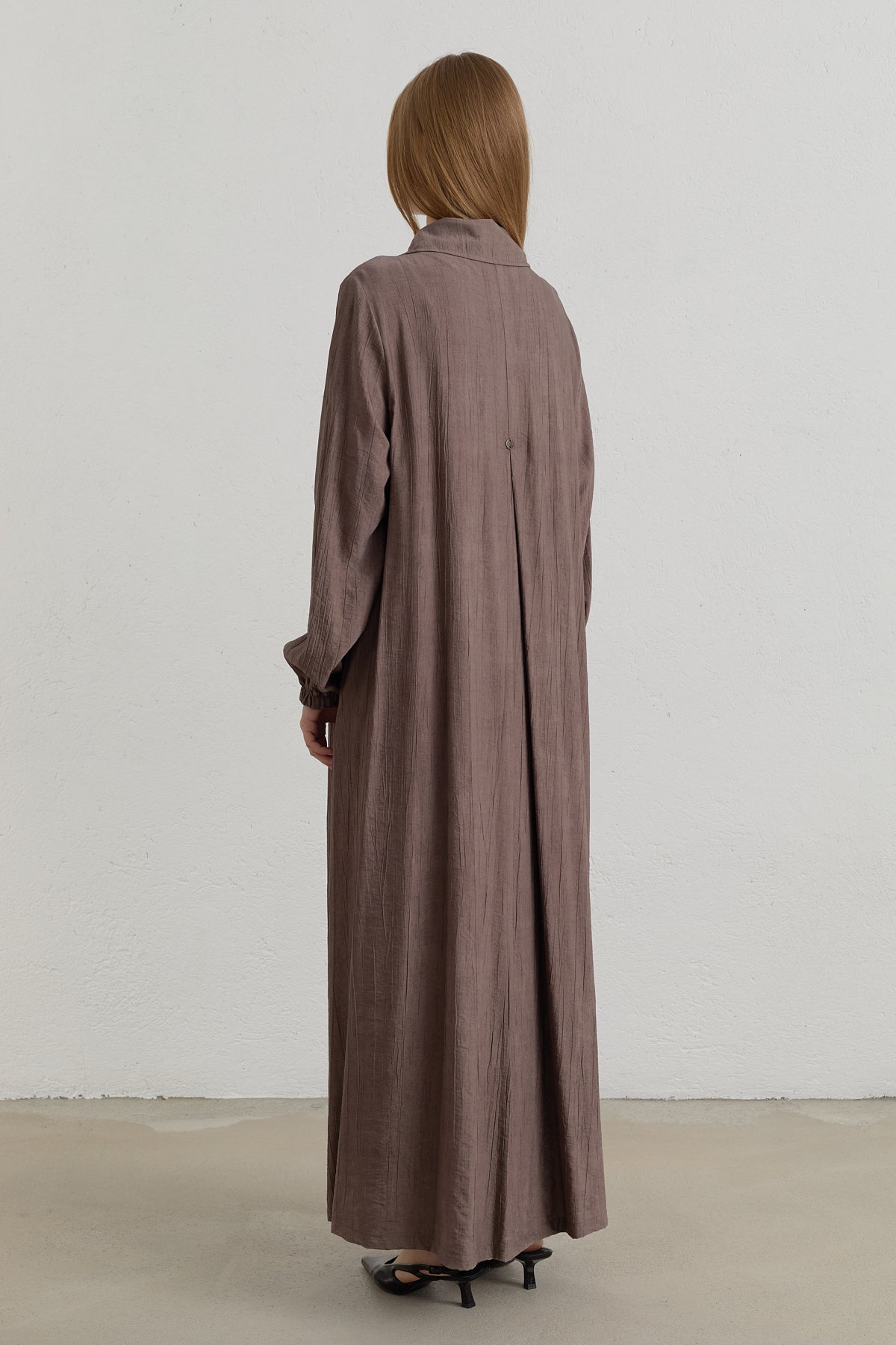 Yarım Kruvaze rayon Ferace - Kahve