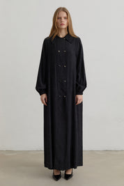 Yarım Kruvaze rayon Ferace - Siyah