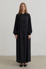 Yarım Kruvaze rayon Ferace - Siyah