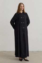 Yarım Kruvaze rayon Ferace - Siyah