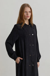 Yarım Kruvaze rayon Ferace - Siyah