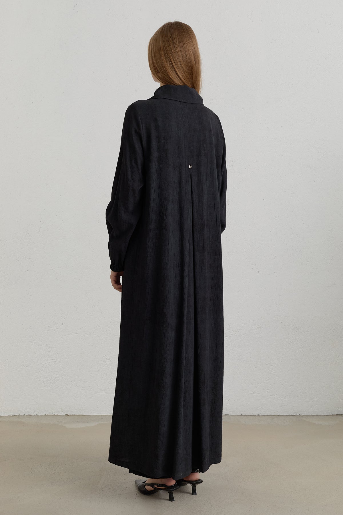 Yarım Kruvaze rayon Ferace - Siyah