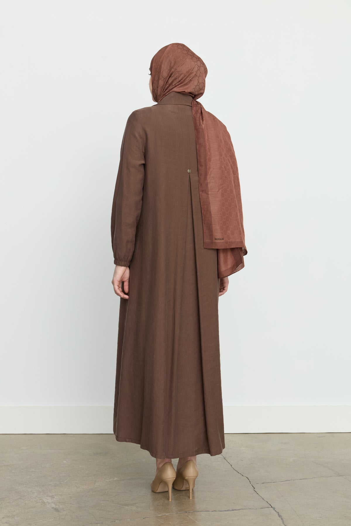 Half Double-Breasted Tencel Trench Coat - Coffee