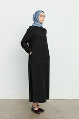 Half Wrap Tencel Trench Coat - Black