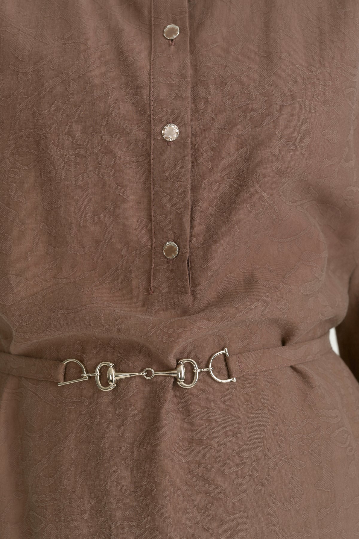 Half-Buttoned Belted Lyocell Dress - Brown