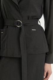 Lyocell Set with Vest and Tie-Waist Skirt - Black