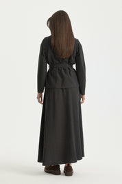 Lyocell Set with Vest and Tie-Waist Skirt - Black