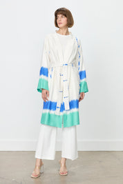 Yırtmaçlı Kuşaklı Viskon Kimono - Mint