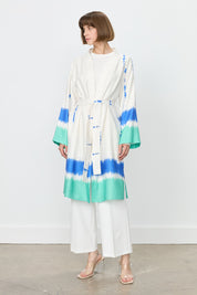 Yırtmaçlı Kuşaklı Viskon Kimono - Mint