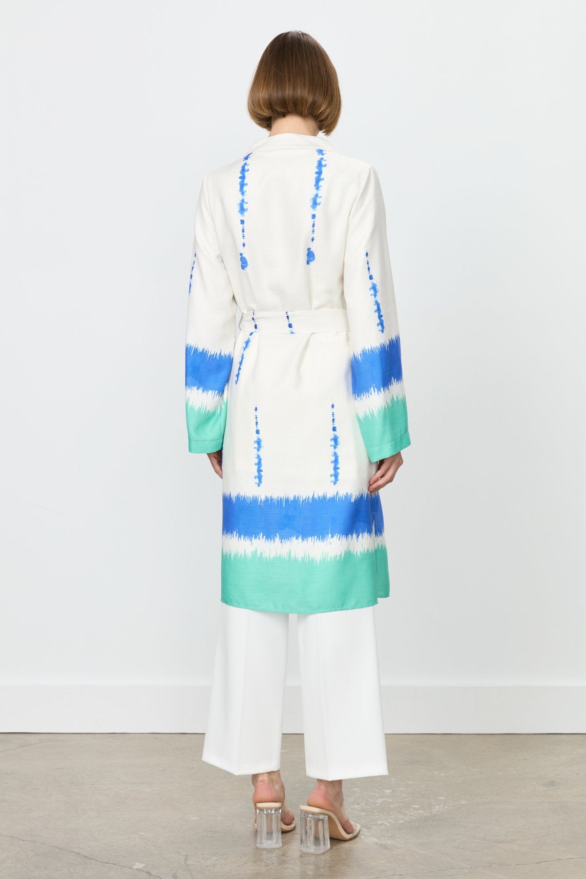 Yırtmaçlı Kuşaklı Viskon Kimono - Mint