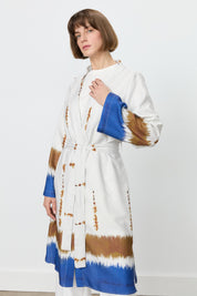 Yırtmaçlı Kuşaklı Viskon Kimono - Saks