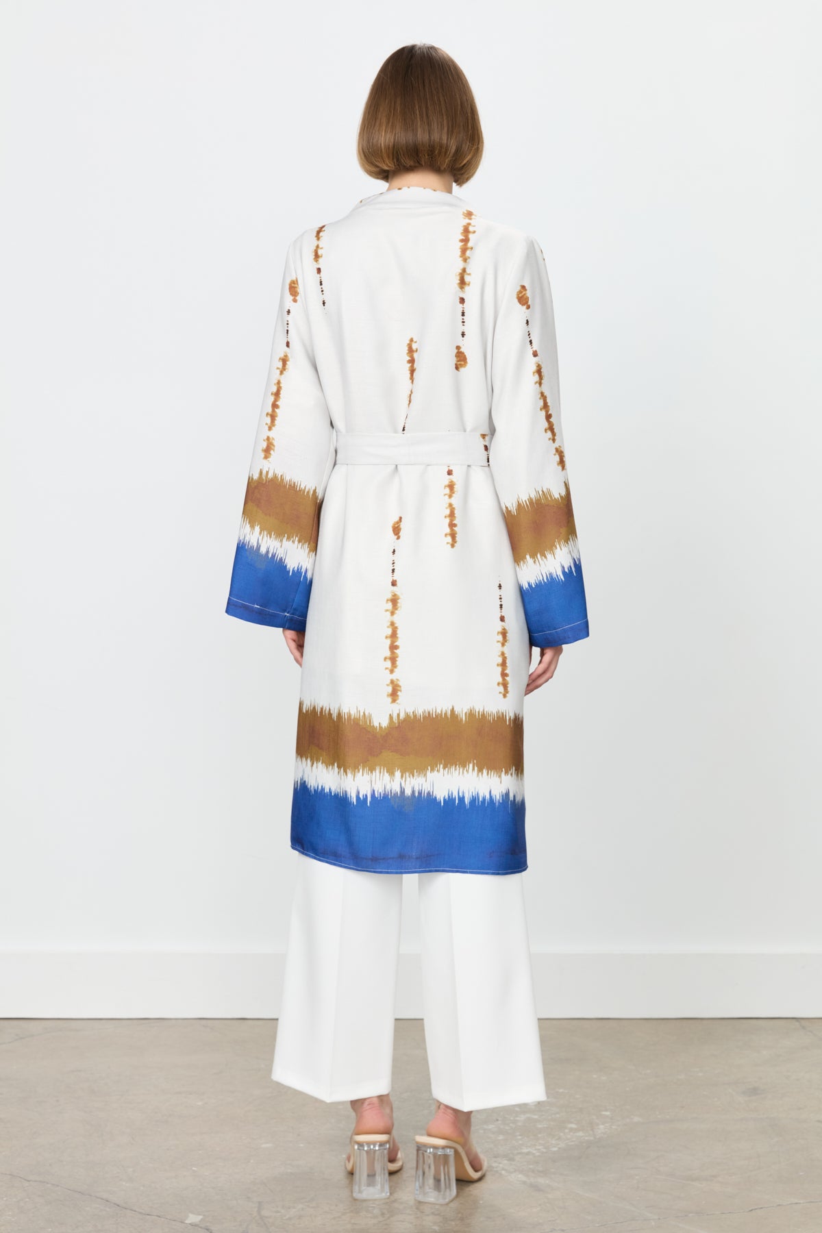 Yırtmaçlı Kuşaklı Viskon Kimono - Saks