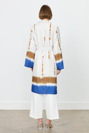 Yırtmaçlı Kuşaklı Viskon Kimono - Saks