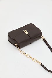 Chain Detail Crossbody Bag - Coffee