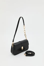 Chain Detail Crossbody Bag - Black