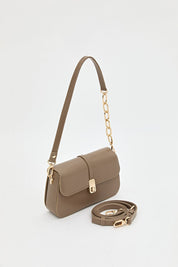 Chain Detail Crossbody Bag - Mink