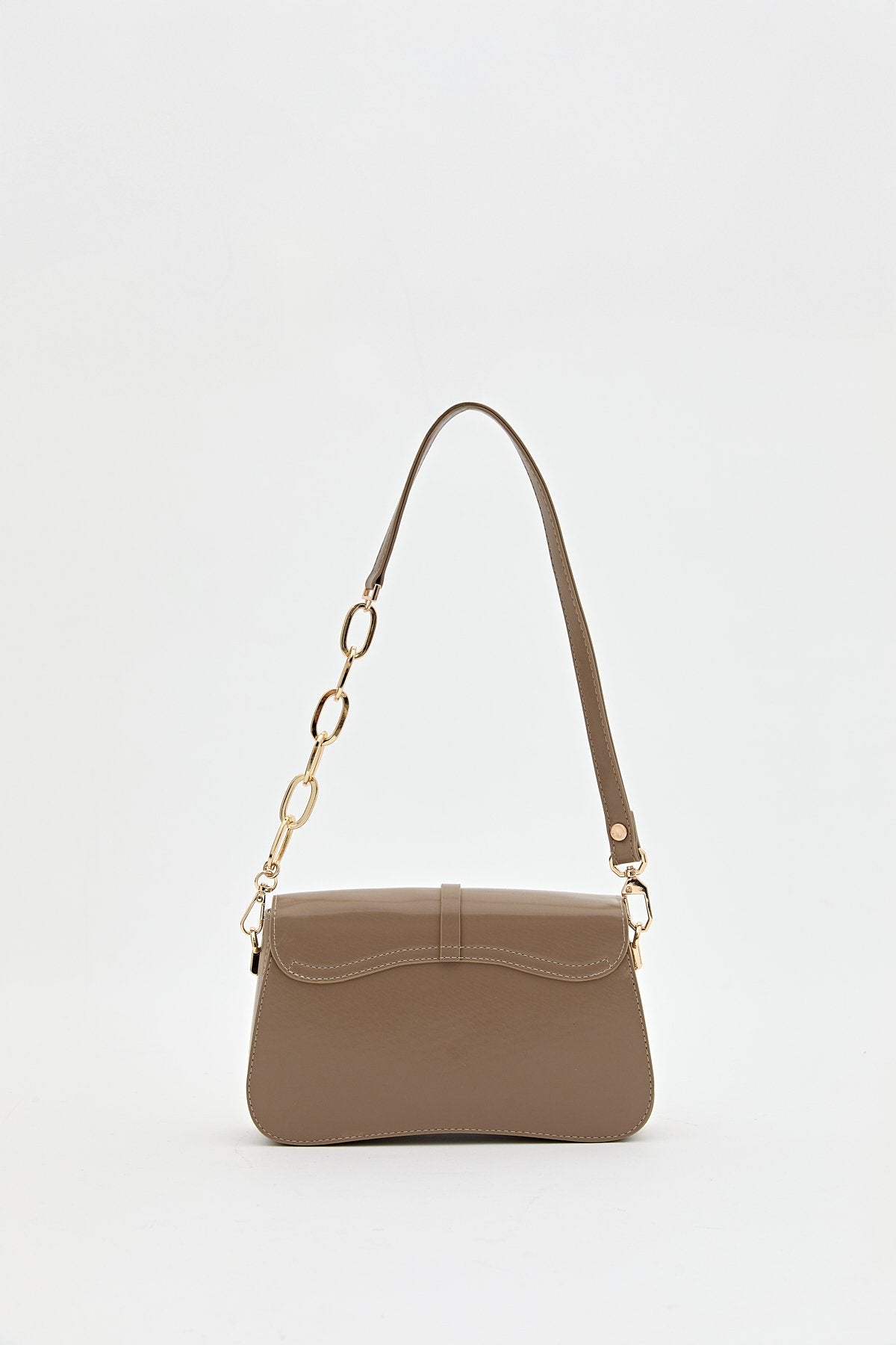 Chain Detail Crossbody Bag - Mink