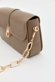 Chain Detail Crossbody Bag - Mink