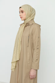 Chain Detail Detachable Hooded Trench Coat - Olive