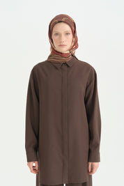 Zincir Twill İpek Eşarp - Bordo
