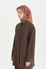 Zincir Twill İpek Eşarp - Bordo