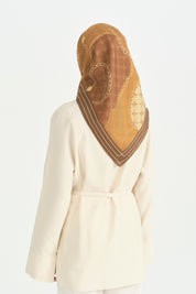 Zincir Twill İpek Eşarp - Gold
