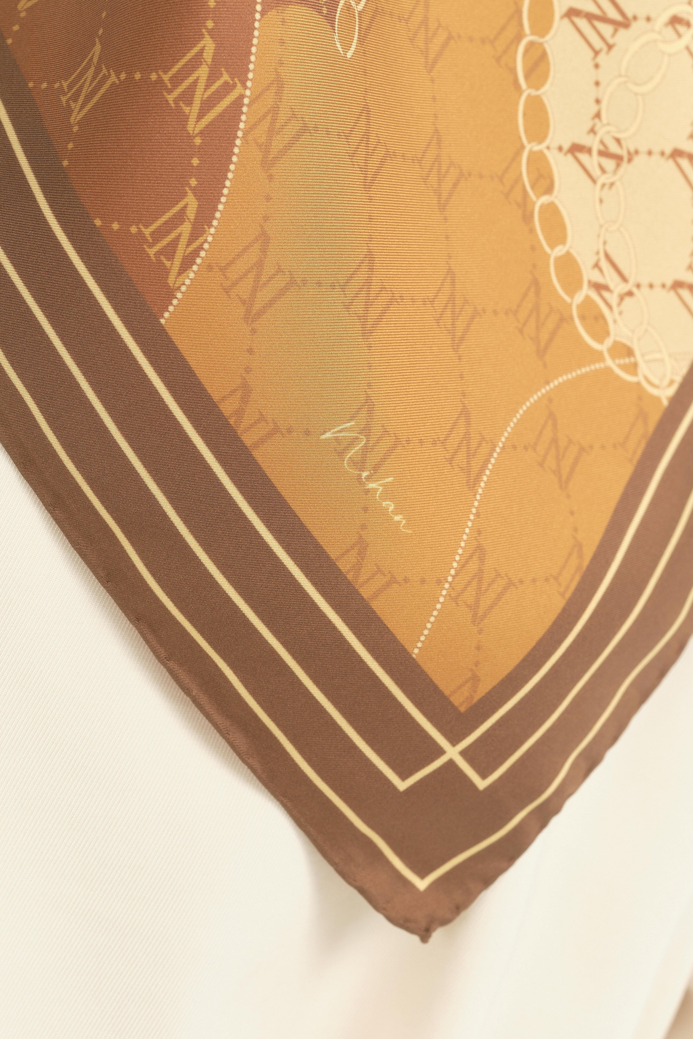 Zincir Twill İpek Eşarp - Gold